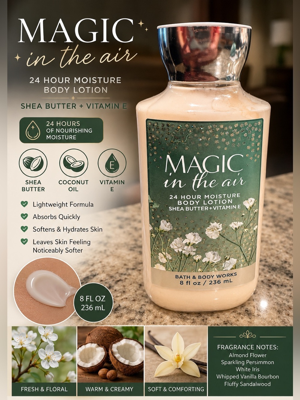 Bath & Body Works Magic in the Air 24-Hour Moisture Body Lotion - White